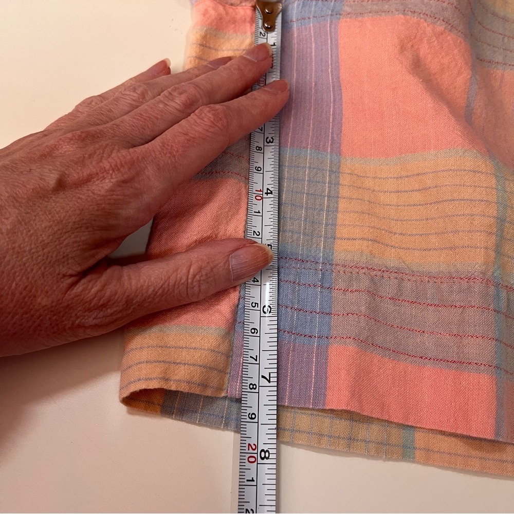 Vintage 80 90 Snazz peach blue preppy Plaid high Waist Bermuda Shorts - Picture 13 of 17